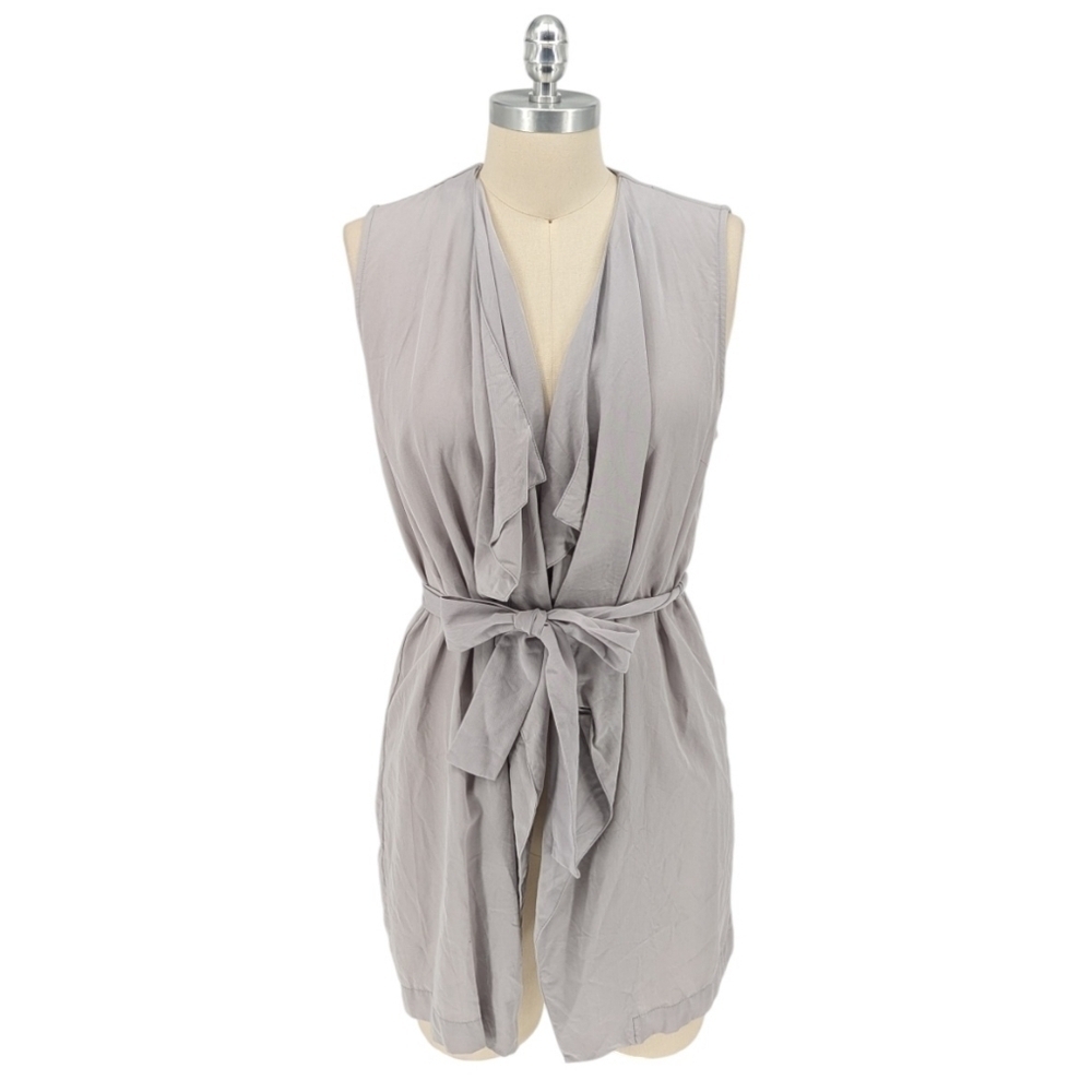 14th Union Open Front Waterfall Neck Cardigan Vest Gray M bohemian casual